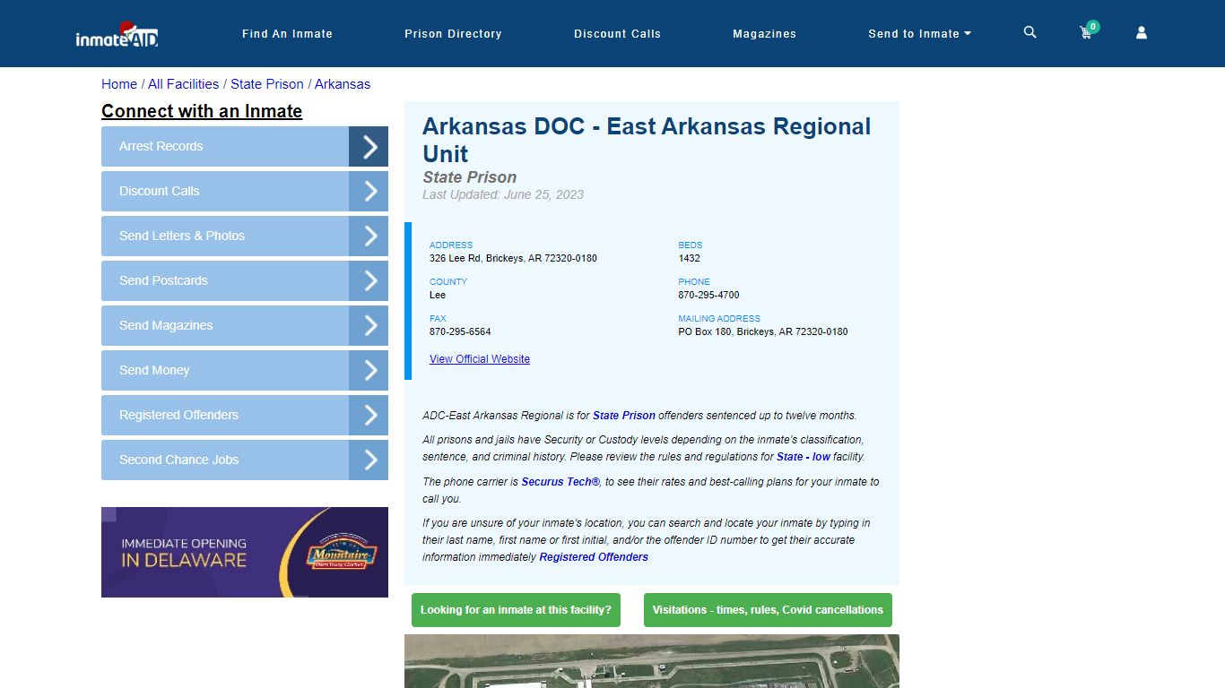 Arkansas DOC - East Arkansas Regional Unit - InmateAid