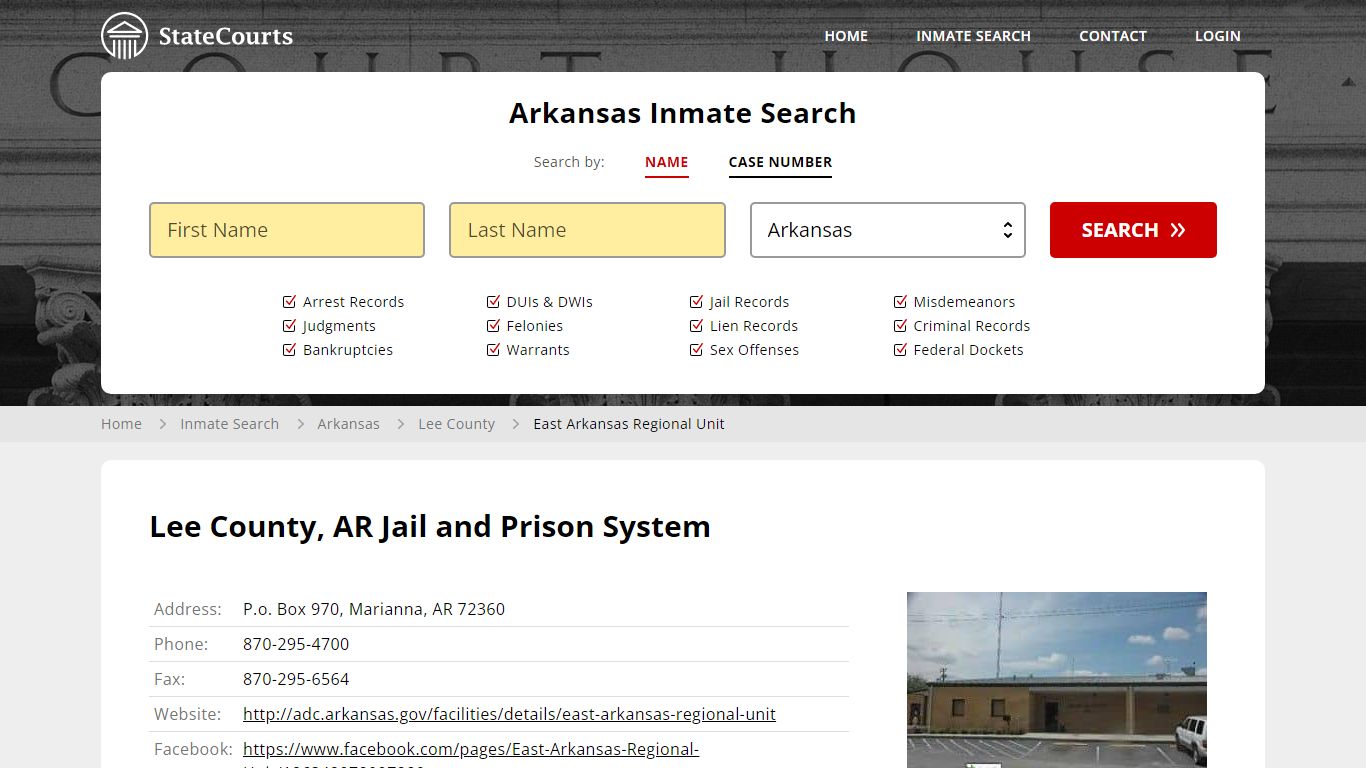 East Arkansas Regional Unit Inmate Records Search, Arkansas - StateCourts